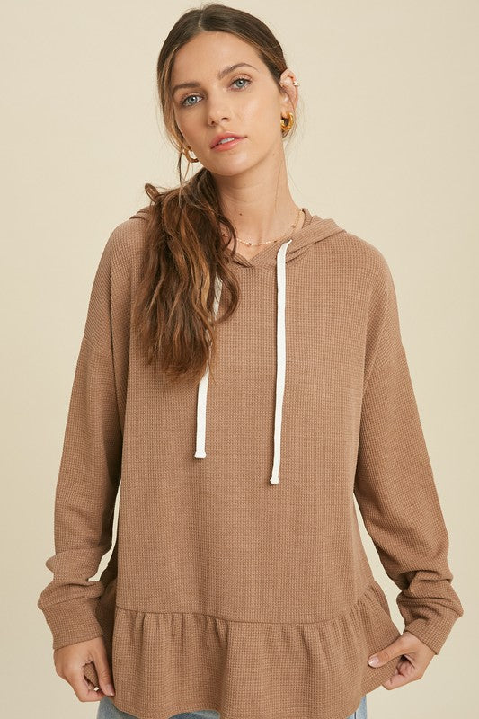 Samantha Peplum Hoodie Mocha