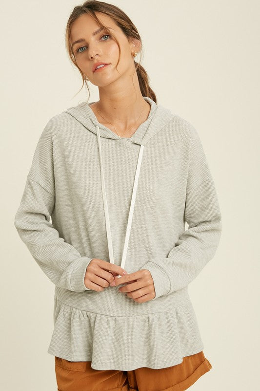 Samantha Peplum Hoodie Heather Grey